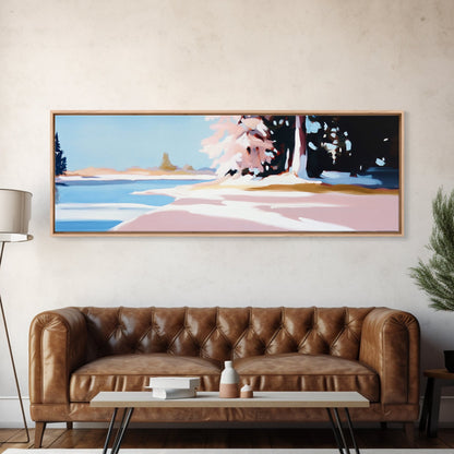 Winter Landscape, Snowy Trees, Nature Art, Framed Canvas Print, Cozy Wall Decor, Scandinavian Painting, Winter Scene, Bedroom Artwork