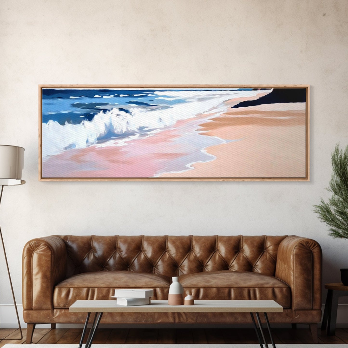 Tropical Shore, Waves Crashing, Serene Ocean, Coastal Canvas Print, Living Room Wall Art, Nautical Decor, Minimalist Beach Art