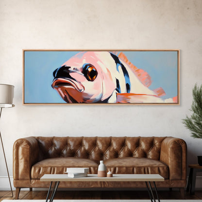 Vibrant Fish, Ocean Life, Marine Art, Framed Canvas Print, Coastal Wall Decor, Nautical Living Room Art, Tropical Fish Painting