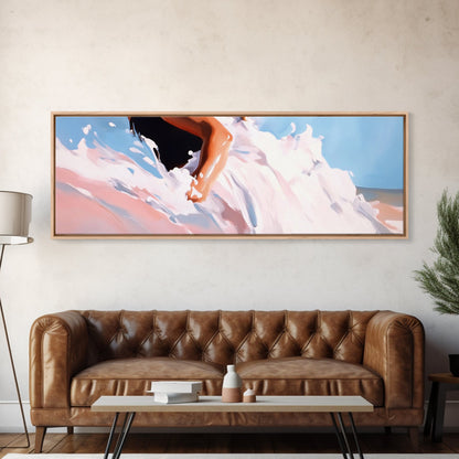 Abstract Ocean Waves, Coastal Wall Art, Beach Aesthetic, Pastel Seascape, Large Canvas Print, Minimalist Art, Living Room Decor