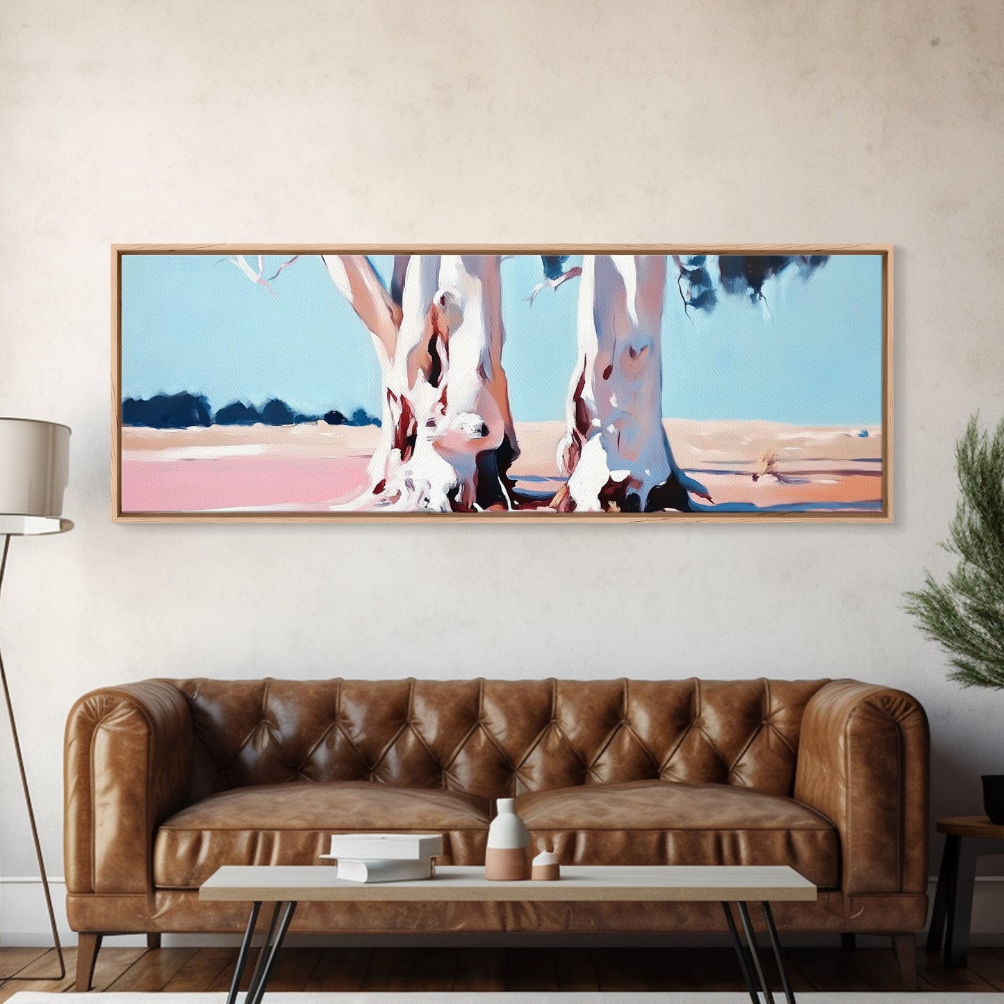 Desert Trees, Minimalist Landscape, Rustic Home Decor, Framed Canvas Print, Living Room Wall Art, Boho Aesthetic, Neutral Nature Art