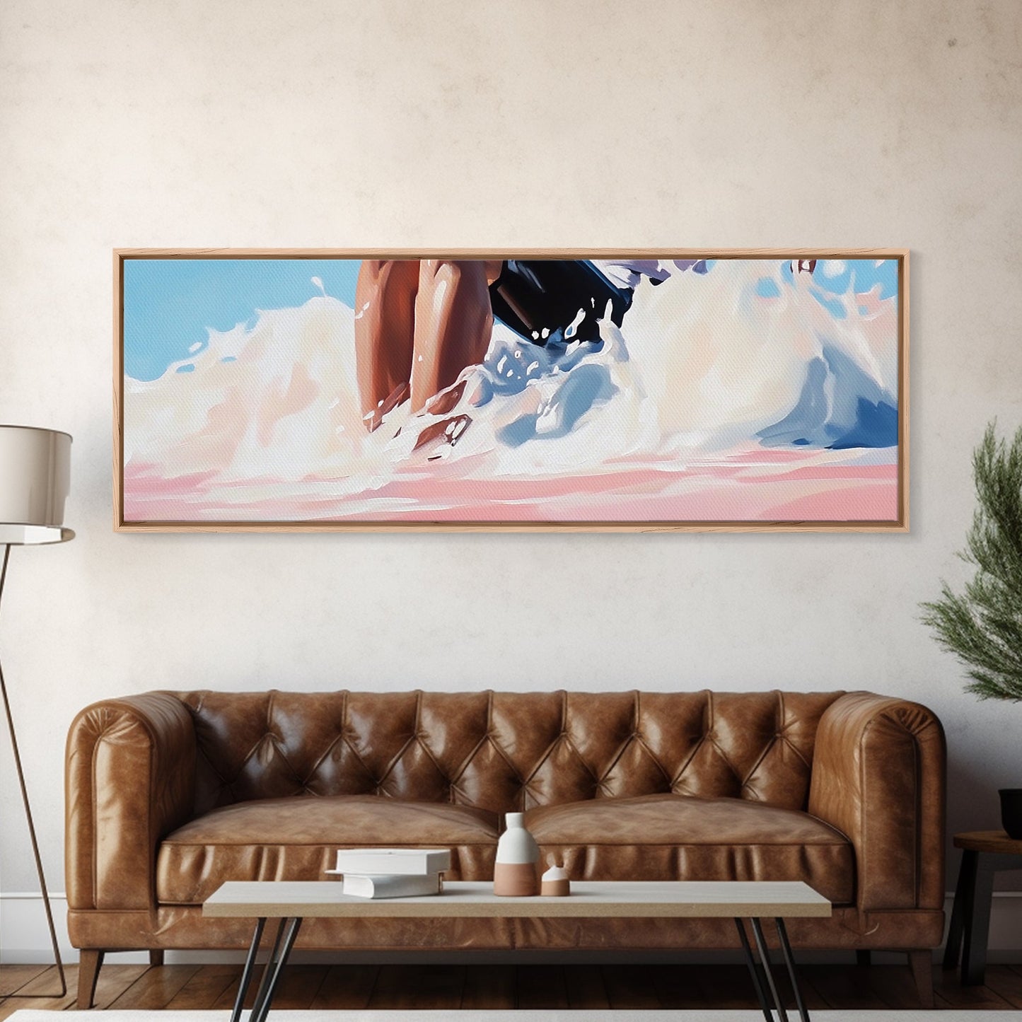 Ocean Waves, Coastal Art, Beach Vibes, Living Room Wall Art, Modern Seascape, Minimalist Art, Framed Canvas Print, Nautical Decor