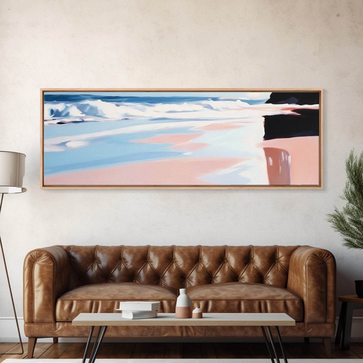 Ocean Waves, Coastal Wall Art, Beach House Decor, Framed Canvas Print, Relaxing Blue Tones, Nautical Aesthetic, Summer Art