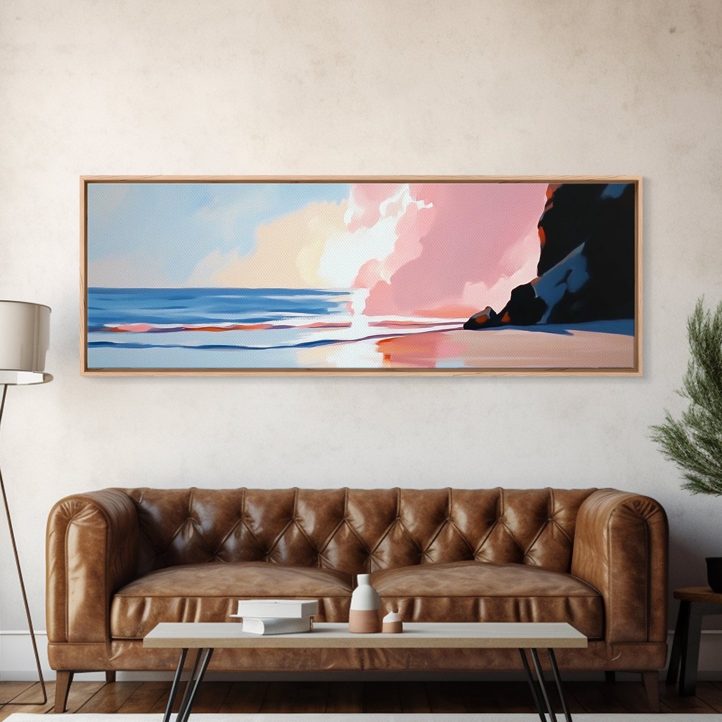 Ocean Sunset, Serene Beach, Coastal Decor, Canvas Print, Dreamy Seascape, Living Room Wall Art, Pastel Wall Art, Relaxing Artwork