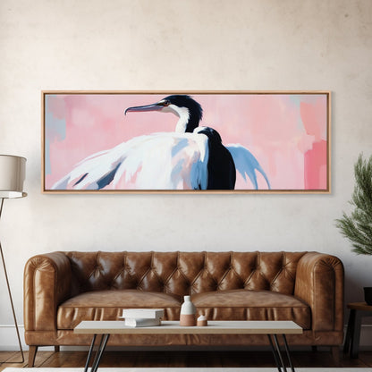 Graceful Heron, Coastal Bird Art, Minimalist Nature Decor, Canvas Print, Serene Wildlife, Living Room Wall Art, Boho Beach House