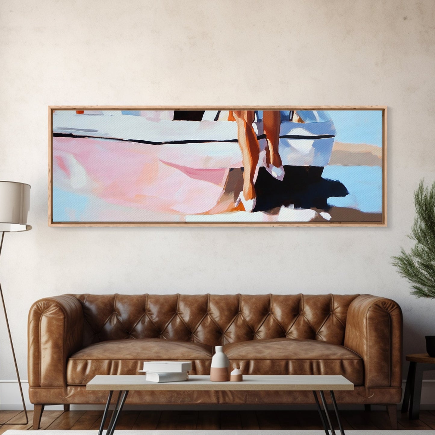 Spiegelung eines Segelboots, Nautische Kunst, Hafenlandschaft, Gerahmter Leinwanddruck, Minimalistische Küstendekoration, Ozeangemälde, Wanddekoration fürs Wohnzimmer