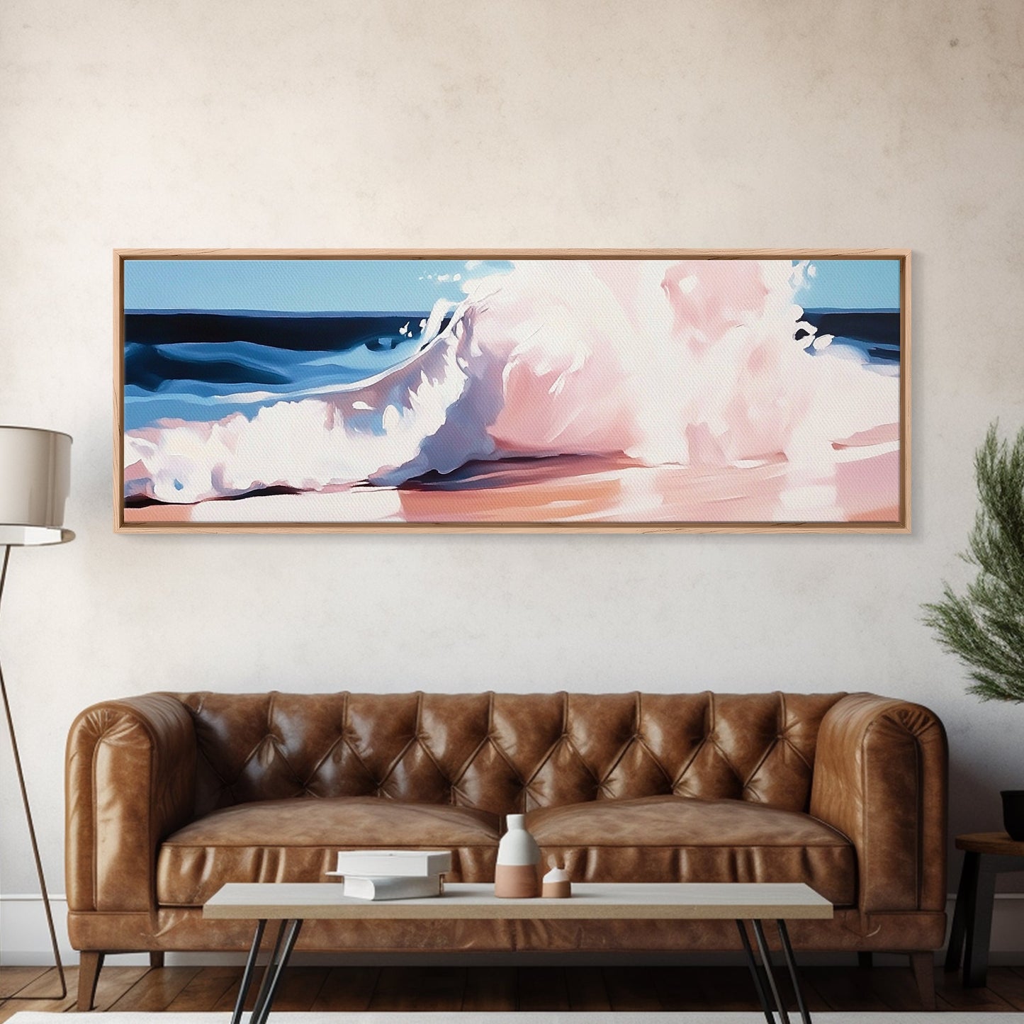 Ocean Wave, Coastal Splash, Beach House Wall Art, Framed Canvas Print, Serene Seascape, Blue Aesthetic, Nautical Home Decor