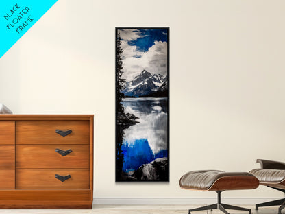 Serene Lake, Blue Mountain Reflection, Tranquil Water Art, Nature Wall Decor, Contemporary Landscape, Canvas Print