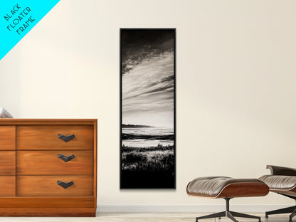 Black White, Seascape Art, Coastal Print, Framed Canvas Print, Monochrome Wall Art, Beach House Decor, Large Art, Living Room Artwork