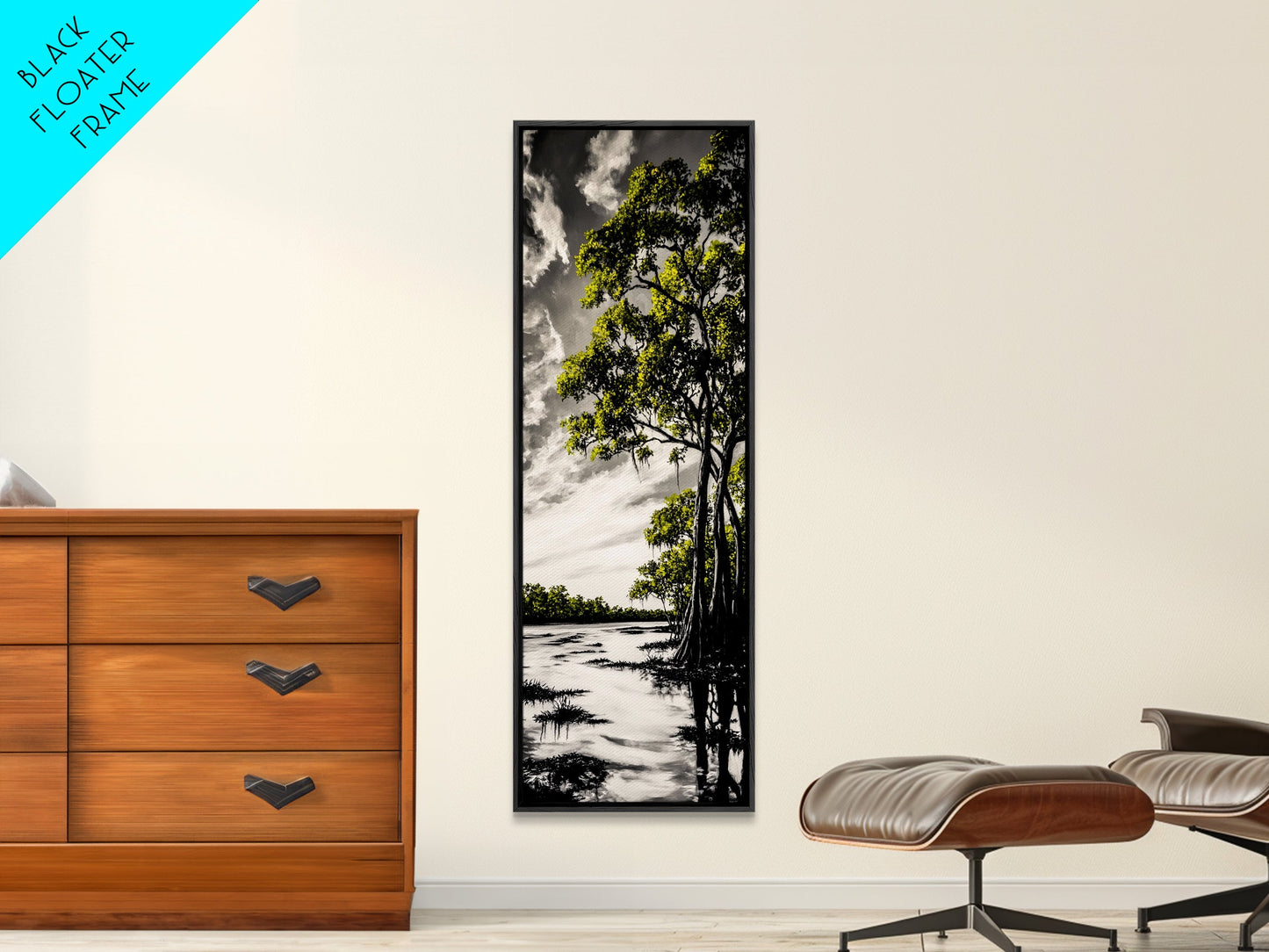 Swamp Trees, Black and White Landscape, Nature Wall Art, Rustic Home Decor, Framed Canvas Print, Large Wall Art, Office Art, Neutral Decor