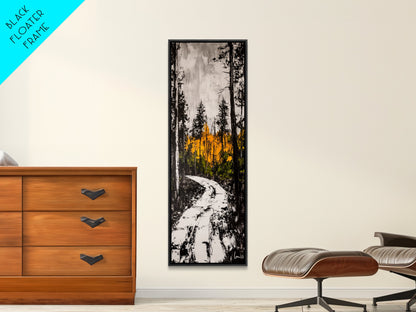 Autumn Forest Path, Fall Landscape Art, Woodland Painting, Nature Wall Art, Rustic Decor, Modern Wall Print, Framed Canvas Print