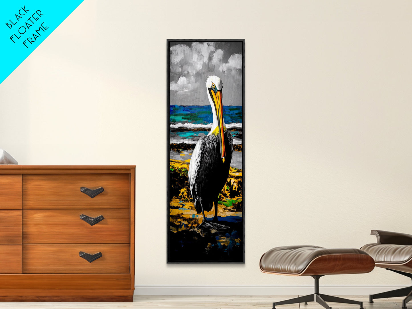 Pelican, Coastal Wall Art, Beach House Decor, Nautical Art, Ocean Animal Print, Wildlife Art, Tropical Home, Canvas Print