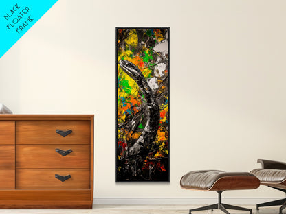 Black Snake, Abstract Colors, Edgy Animal Art, Dark Aesthetic, Framed Canvas Print, Office Wall Decor, Living Room Statement Art