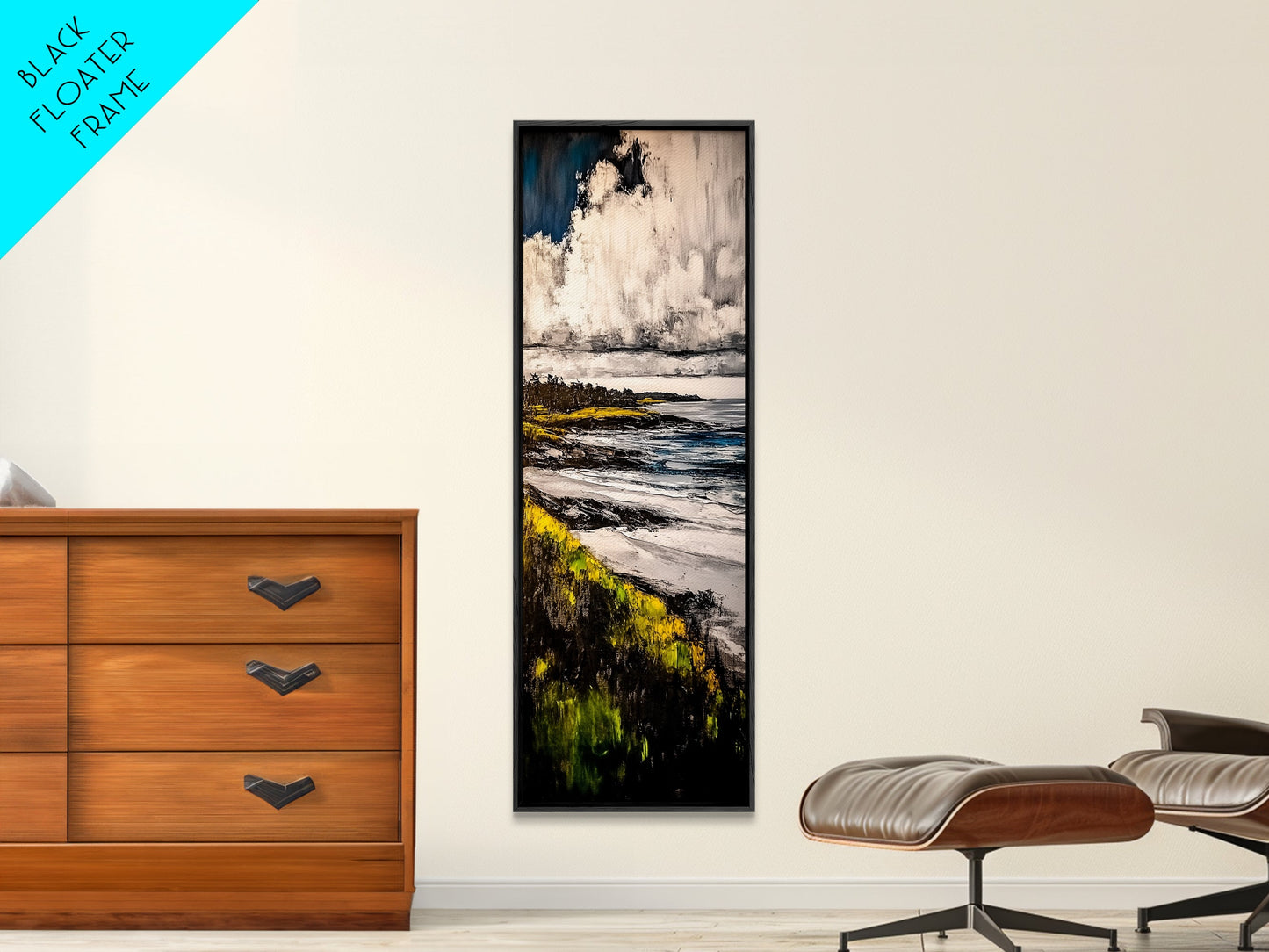 Coastal Landscape, Golden Grass, Cliffside View, Framed Canvas Print, Nature Wall Art, Ocean Inspired Decor, Rustic Home Art