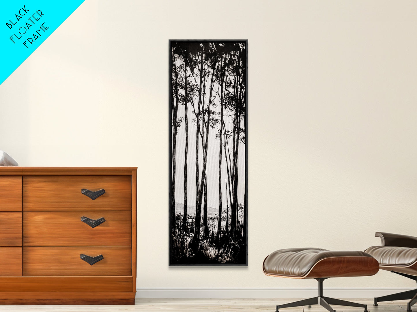 Tall Trees, Monochrome Forest, Tranquil Landscape, Framed Canvas Print, Nature Wall Art, Rustic Cabin Decor, Modern Minimalist Art