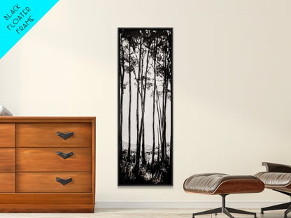 Tall Trees, Monochrome Forest, Tranquil Landscape, Framed Canvas Print, Nature Wall Art, Rustic Cabin Decor, Modern Minimalist Art