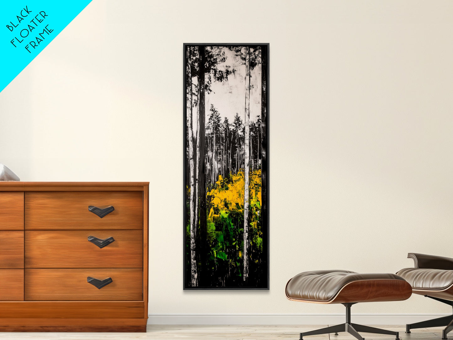 Birch Forest, Black and White Art, Nature Wall Art, Framed Canvas Print, Rustic Woodland, Farmhouse Decor, Living Room Artwork