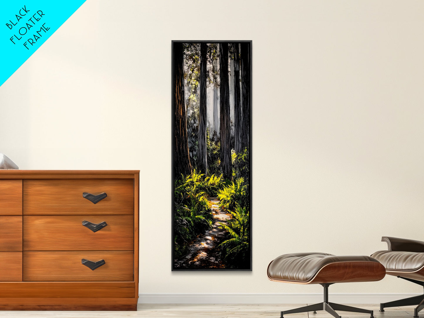 Forest Path, Sunlit Trees, Nature Painting, Framed Canvas Print, Woodland Decor, Cozy Cabin Art, Autumn Vibes, Entryway Artwork