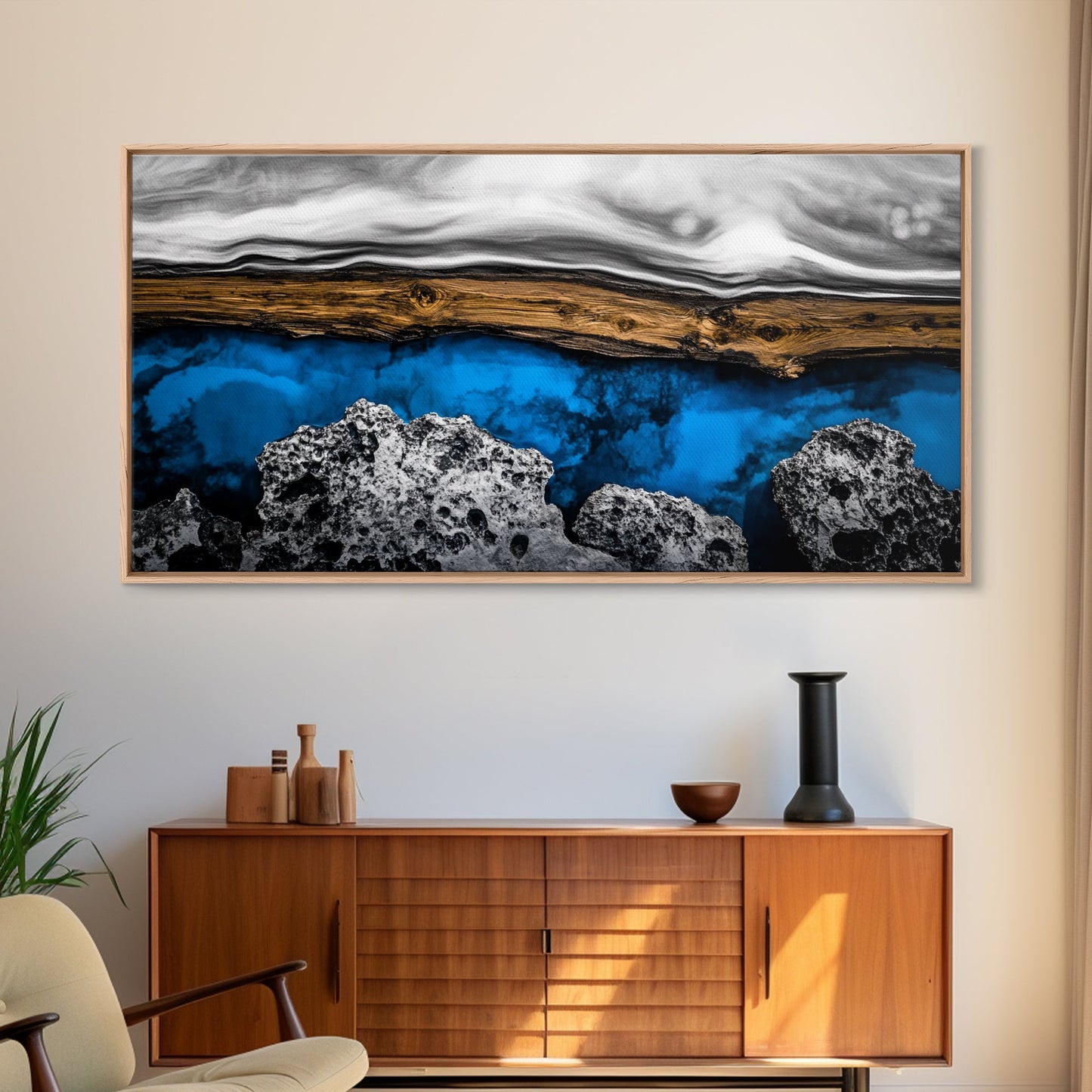 Abstract Water, Blue Earth, Modern Art, Canvas Print, Minimalist Ocean Decor, Contemporary Wall Art, Living Room Artwork