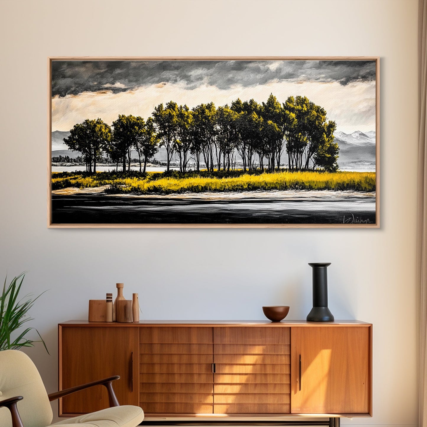 Aspen Trees, Mountain View, Nature Landscape, Rustic Home Decor, Autumn Wall Art, Framed Canvas Print, Cabin Wall Art, Modern Tree Painting