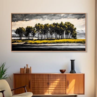 Aspen Trees, Mountain View, Nature Landscape, Rustic Home Decor, Autumn Wall Art, Framed Canvas Print, Cabin Wall Art, Modern Tree Painting