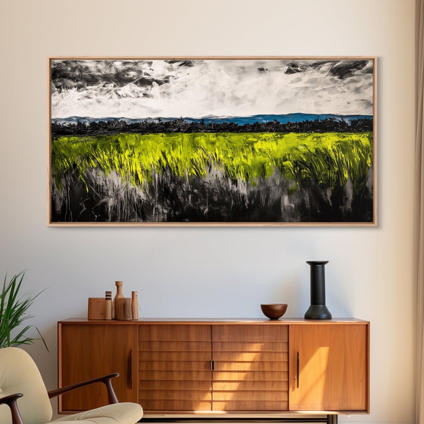 Green Field, Landscape Canvas Print, Nature Wall Art, Minimalist Artwork, Outdoor Scene, Farmhouse Decor, Living Room Wall Art