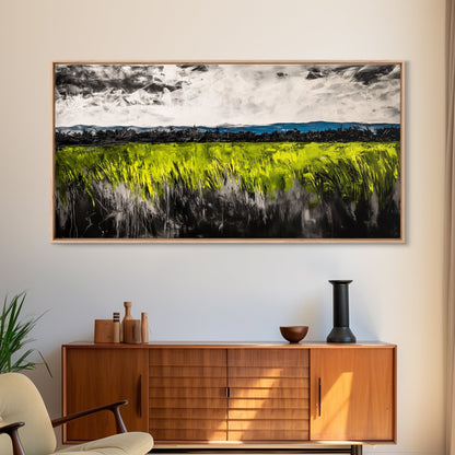 Green Field, Landscape Canvas Print, Nature Wall Art, Minimalist Artwork, Outdoor Scene, Farmhouse Decor, Living Room Wall Art