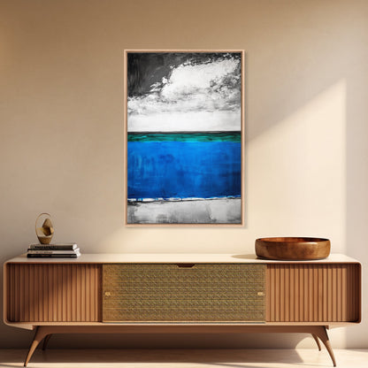 Blue Ocean, Minimalist Seascape, Canvas Print, Beach House Decor, Coastal Wall Art, Modern Abstract, Living Room Art, Nautical Decor