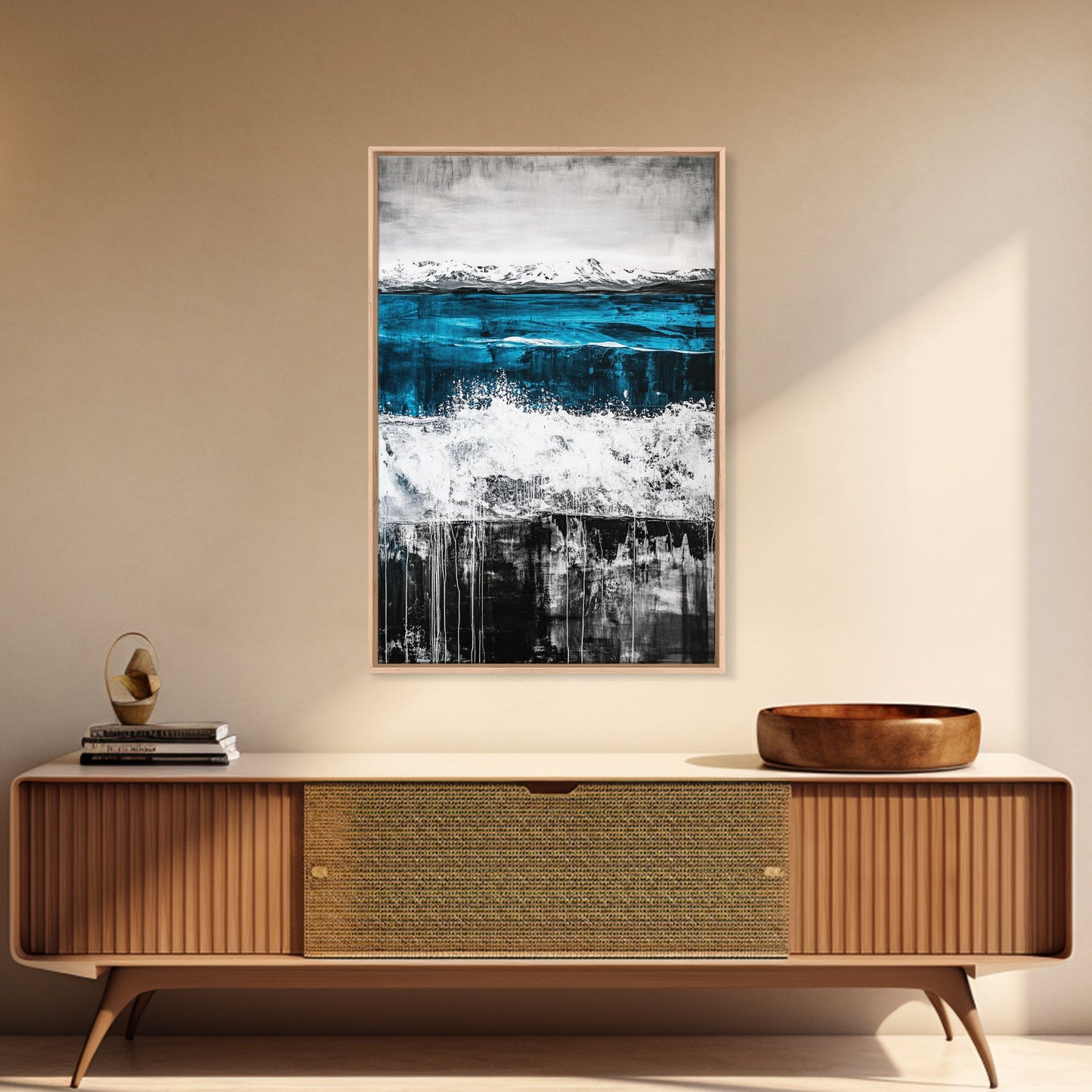 Sunset Mountain, Fall Colors, Vibrant Abstract, Framed Canvas Print, Rustic Home Decor, Nature Inspired Art, Living Room Wall Art