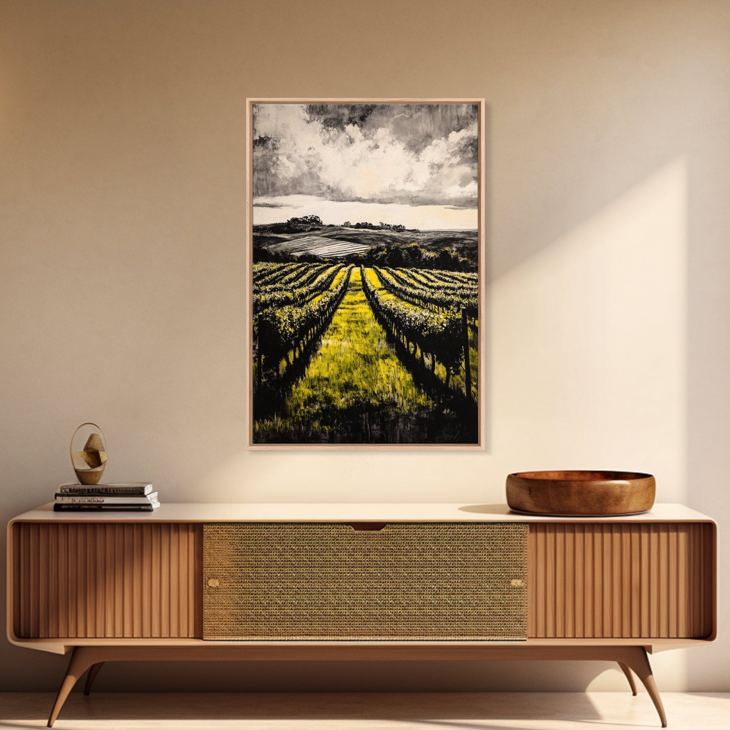 Vineyard Path, Rolling Hills, Rustic Landscape, Canvas Print, Country Farmhouse Art, Kitchen Wall Decor, Wine Lover Gift, Fall Vibes