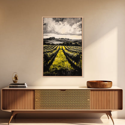 Vineyard Path, Rolling Hills, Rustic Landscape, Canvas Print, Country Farmhouse Art, Kitchen Wall Decor, Wine Lover Gift, Fall Vibes