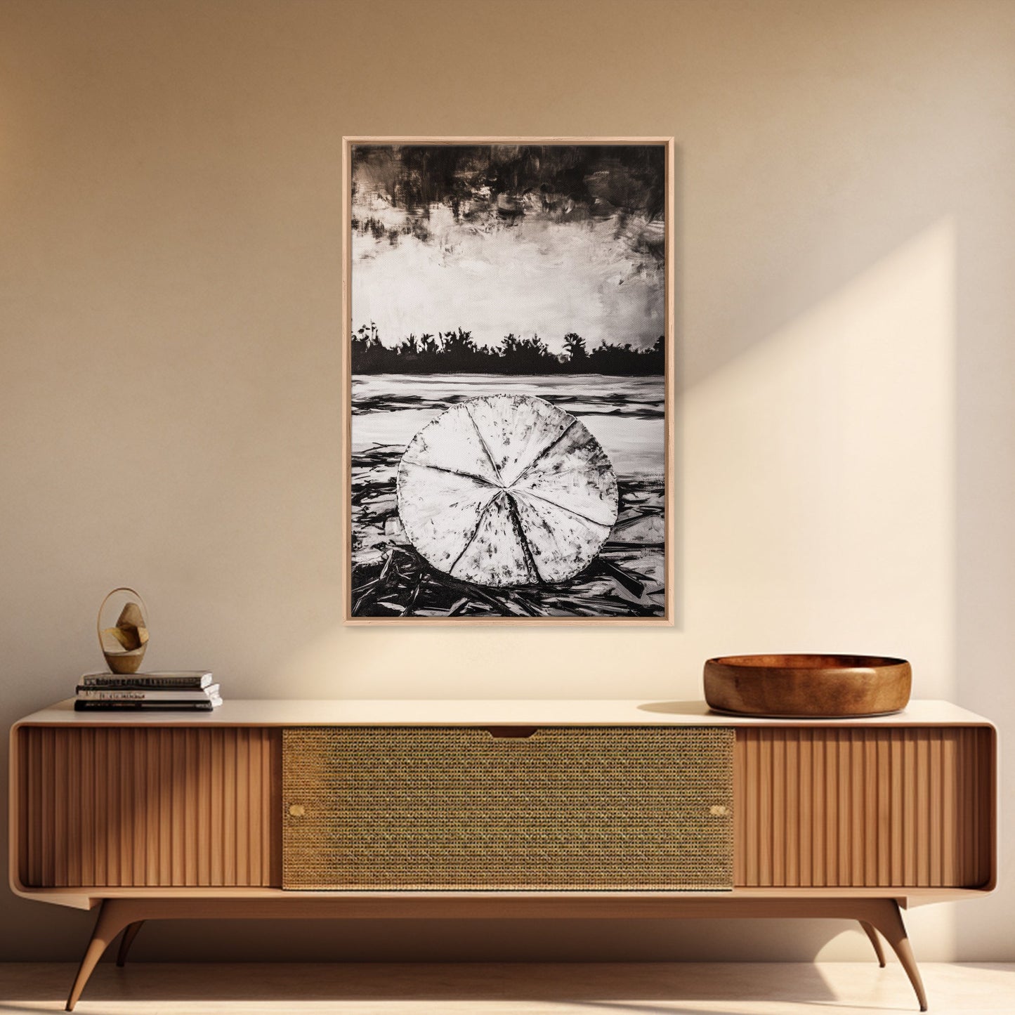 Lotus Reflection, Zen Wall Art, Black and White Nature Print, Minimalist Boho Decor, Meditative Aesthetic, Framed Canvas Print