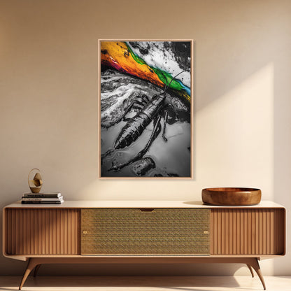 Lobster Art, Coastal Wall Decor, Ocean Life Print, Black and White Art, Nautical Theme, Canvas Print, Beach House Wall Art