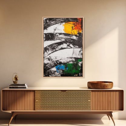 Abstract Curves, Black and White, Modern Art, Bold Colors, Minimalist Painting, Contemporary Style, Statement Piece, Canvas Print