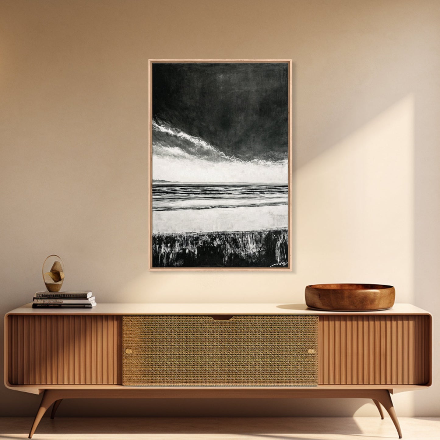 Dark Sky, Ocean Storm, Dramatic Seascape, Canvas Print, Moody Wall Art, Modern Coastal Decor, Nautical Painting, Living Room Art