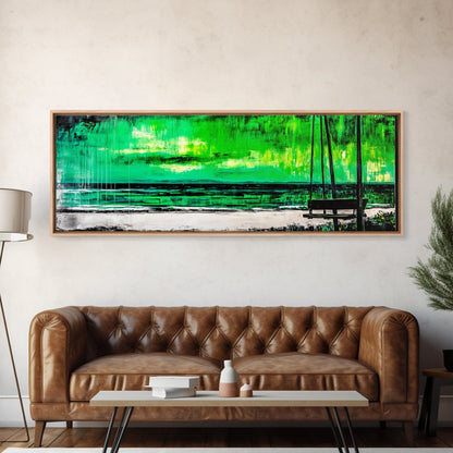 Green Serenity, Abstract Landscape, Canvas Print, Dreamy Wall Art, Vibrant Home Decor, Modern Bedroom Art, Minimalist Painting