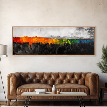Abstract Mountain Art, Bold Colorful Landscape, Modern Expressionist Painting, Autumn Decor, Framed Canvas Print, Dining Room Art