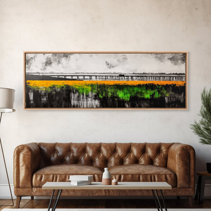 Lakeside Reflection, Golden Meadow, Dramatic Sky, Framed Canvas Print, Landscape Wall Art, Nature Inspired Art, Bedroom Wall Decor, Rustic Charm