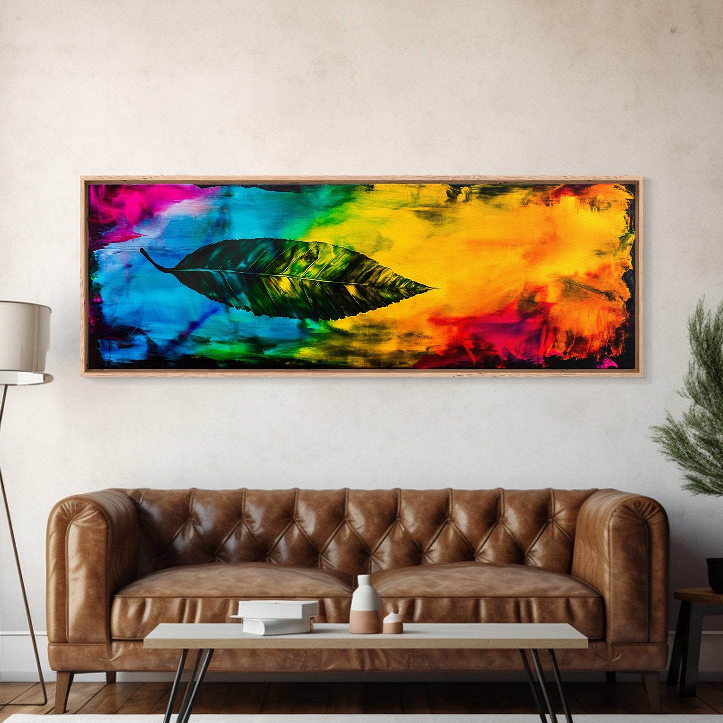 Abstract Leaf, Bold Colorful Art, Vibrant Wall Art, Canvas Print, Nature Inspired Decor, Modern Office Art, Eye-Catching Design