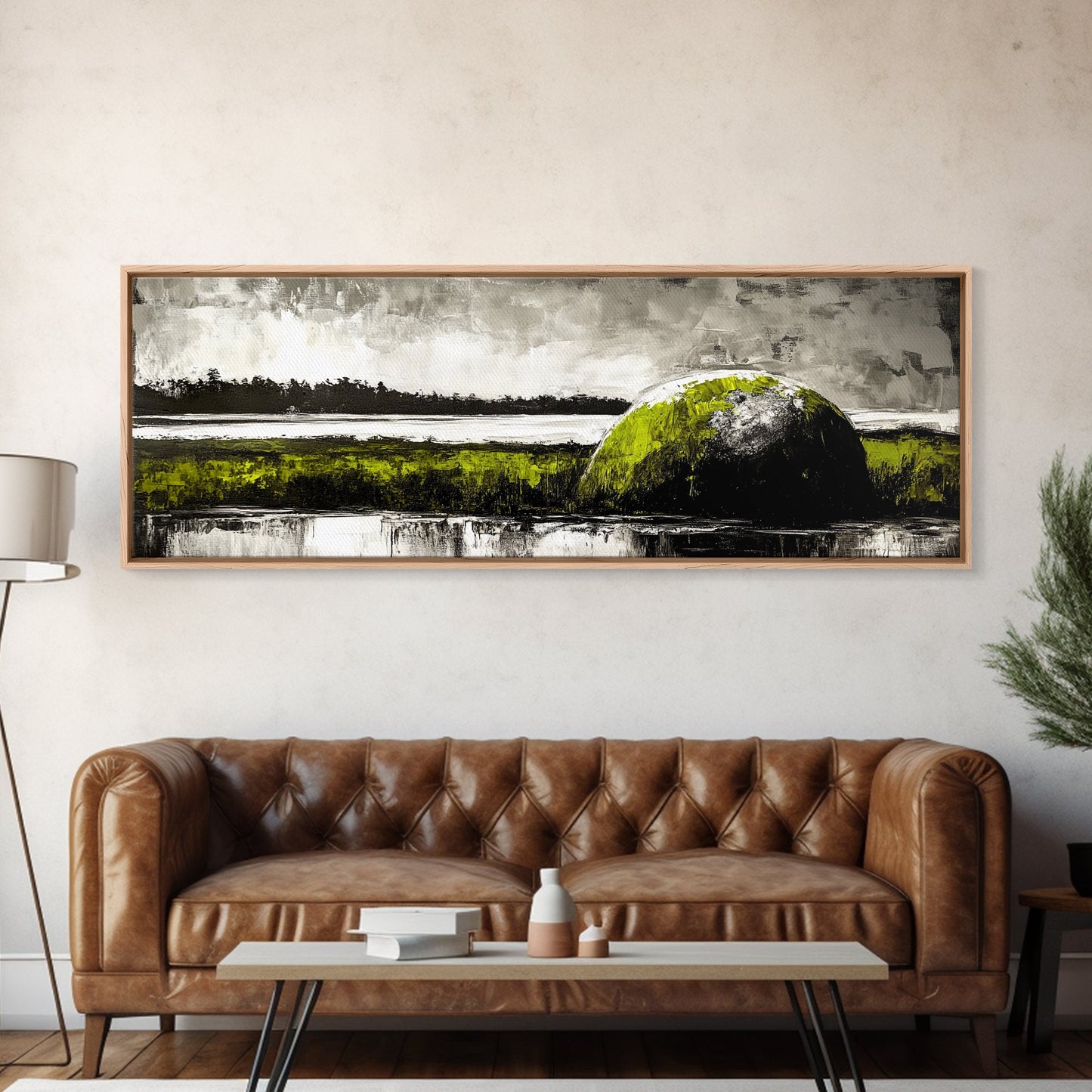 Abstract Hill, Nature Art, Landscape Painting, Contemporary Wall Decor, Framed Canvas Print, Office Wall Art, Earthy Tones, Minimalist Design