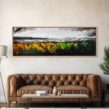 Vibrant Seaweed, Ocean Depths, Underwater Wall Art, Canvas Print, Coastal Living Decor, Abstract Marine Painting, Dining Room Art