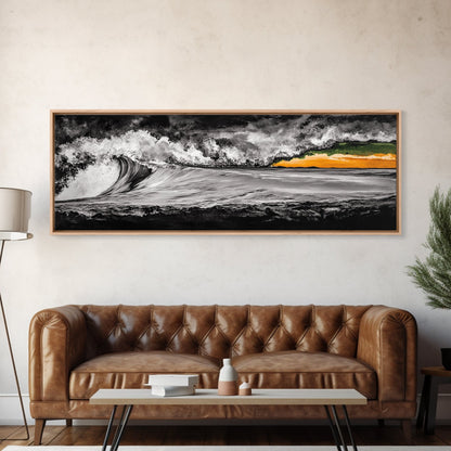 Dramatic, Ocean Wave, Black and White, Canvas Print, Coastal Wall Art, Modern Home Decor, Large Wall Art, Minimalist Art, Bedroom Wall Art