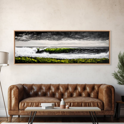 Ocean Wave, Coastal Wall Art, Black and White Print, Framed Canvas Print, Nautical Decor, Surf Art, Modern Home Decor