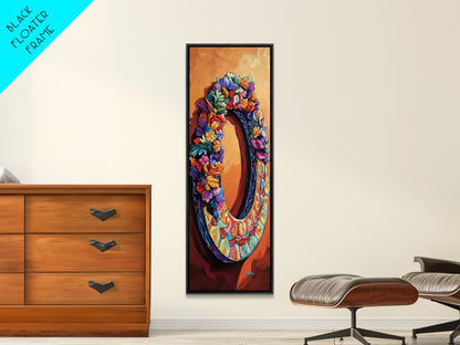 Autumn, Floral, Wreath, Decor, Framed Canvas Print, Fall boho wall art, rustic kitchen decor, entryway farmhouse painting, cozy orange tones