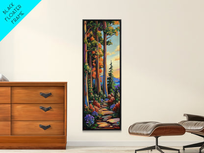 Forest Path, Trees, Autumn - Canvas Print, cozy fall forest wall art, cabin aesthetic, rustic woodland decor, hallway or reading nook wall art