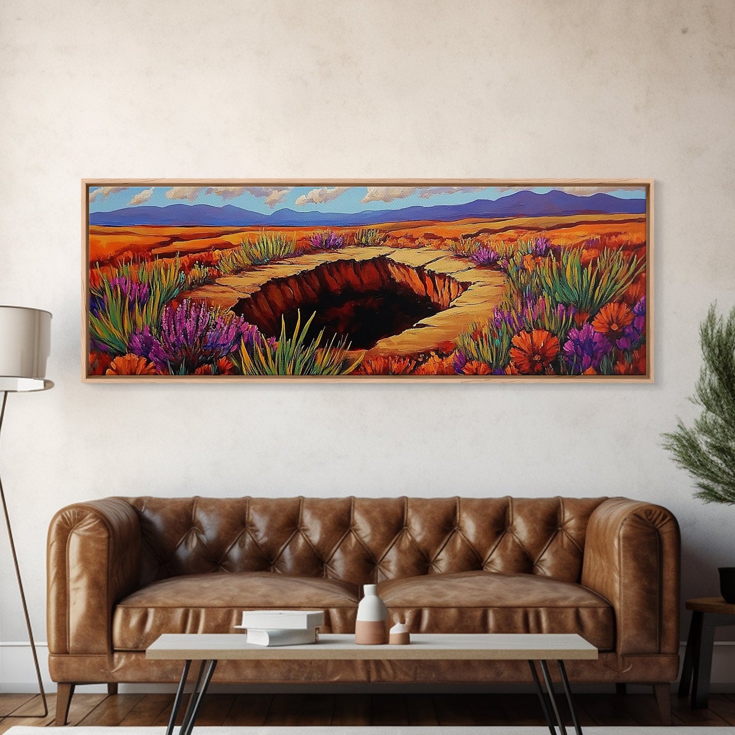 Autumn Desert Vibes, Colorful Fall Landscape, Bright Nature Scene, Southwest Art, Framed Canvas Print, Autumn Wall Decor, Living Room Art