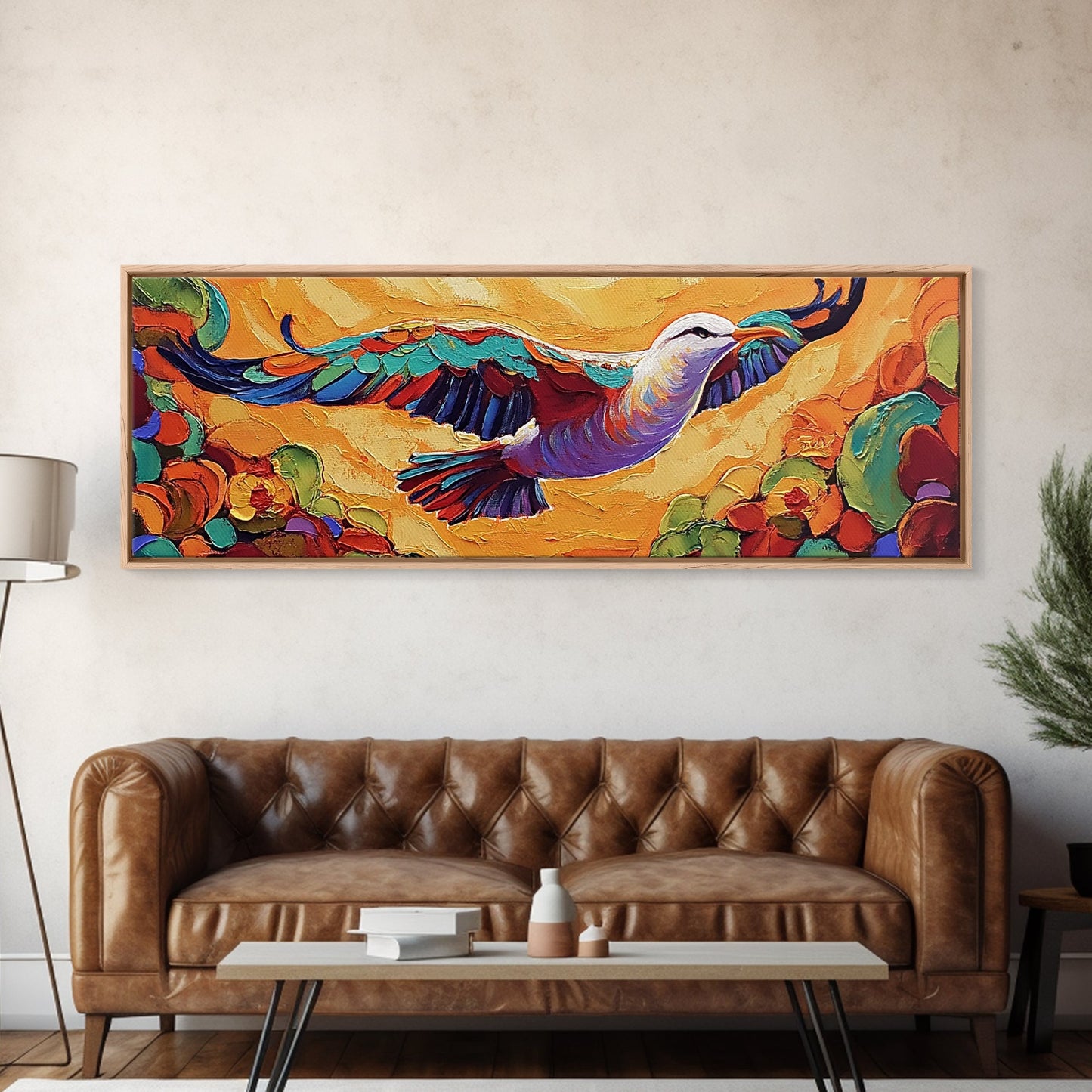 Soaring Bird, Colorful Flight, Nature Bird Art, Desert Skies, Framed Canvas Print hallway wall decor, boho art, inspirational wall piece