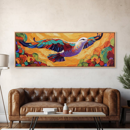 Soaring Bird, Colorful Flight, Nature Bird Art, Desert Skies, Framed Canvas Print hallway wall decor, boho art, inspirational wall piece