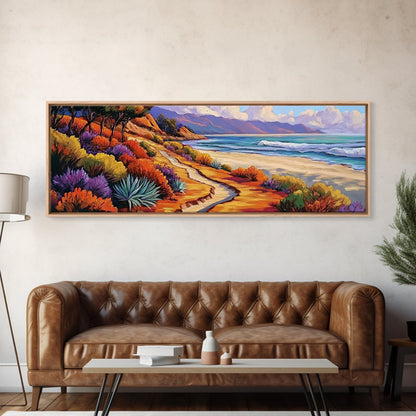 Ocean Pathway, Coastal Trail, Colorful Beach Art, Canvas Print, Seaside Landscape Wall Art, Hallway Decor, Impressionist Style Painting
