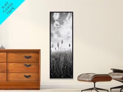 Wild Grass Field, Windswept Plains Scene, Minimalist Nature, Framed Canvas Print, Boho Bedroom Art, Modern Office Wall Art, Rustic Charm